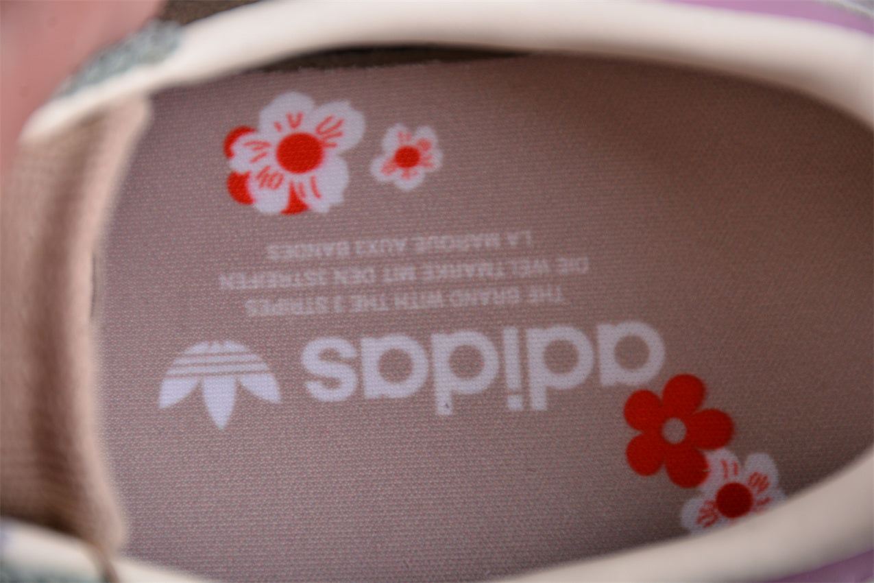 Handball Spezial verde-sálvia, marrom e branco com tecido canelado