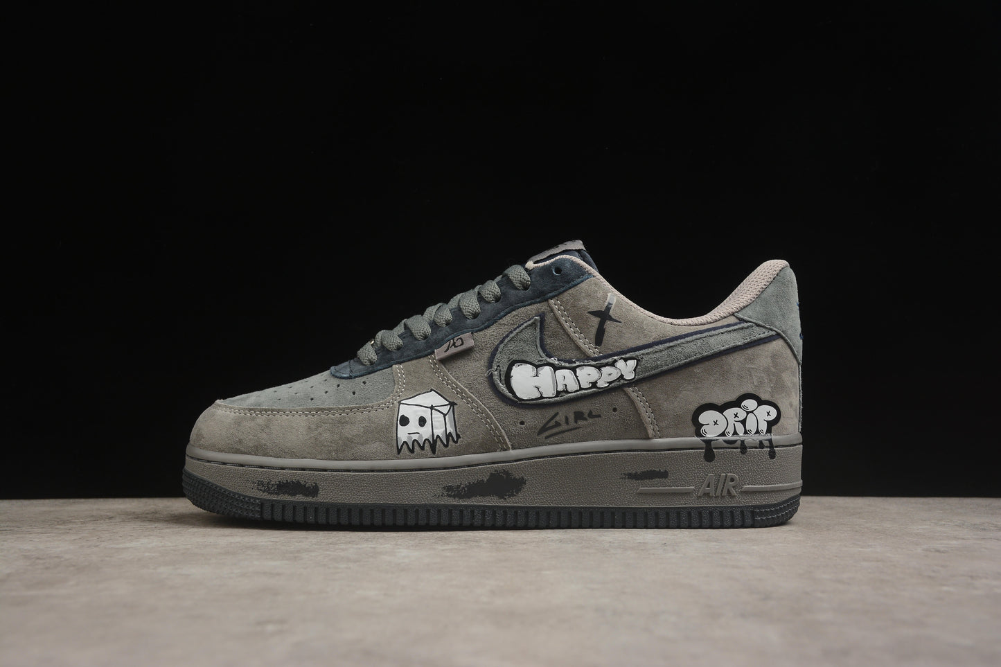 Air Force 1 Low Happy Drip / Camurça cinza