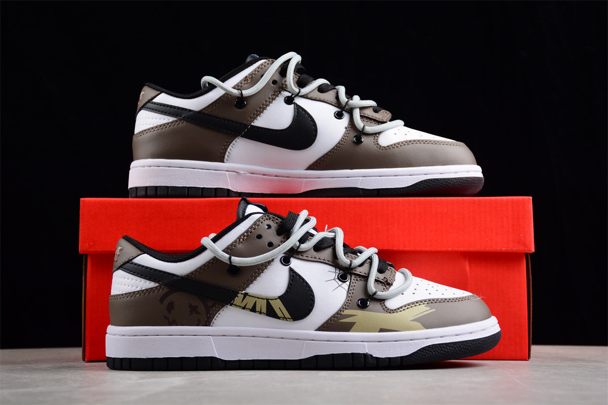 Dunk Low marrom, branco e preto