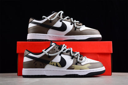 Dunk Low marrom, branco e preto
