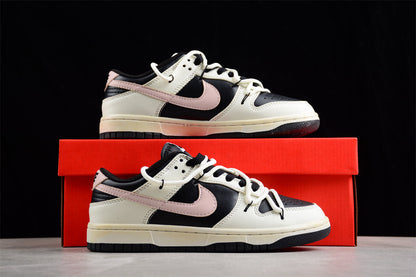 Dunk Low preto, creme e rosa pastel