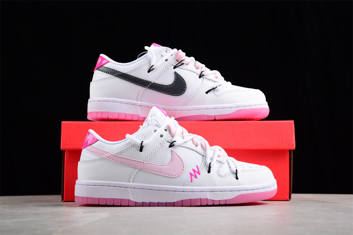 Dunk Low branco, rosa e preto