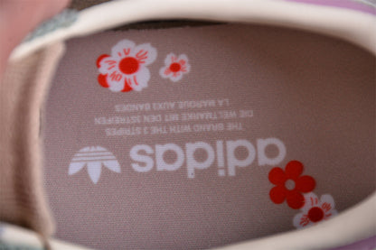 Handball Spezial verde-sálvia, marrom e branco com tecido canelado