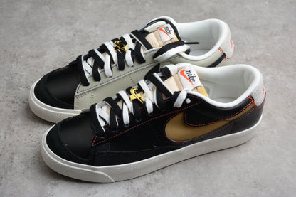 Blazer Low ’77 PRM “Swoosh 50th Anniversary” preto, bege e dourado