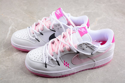 Dunk Low branco, rosa e preto