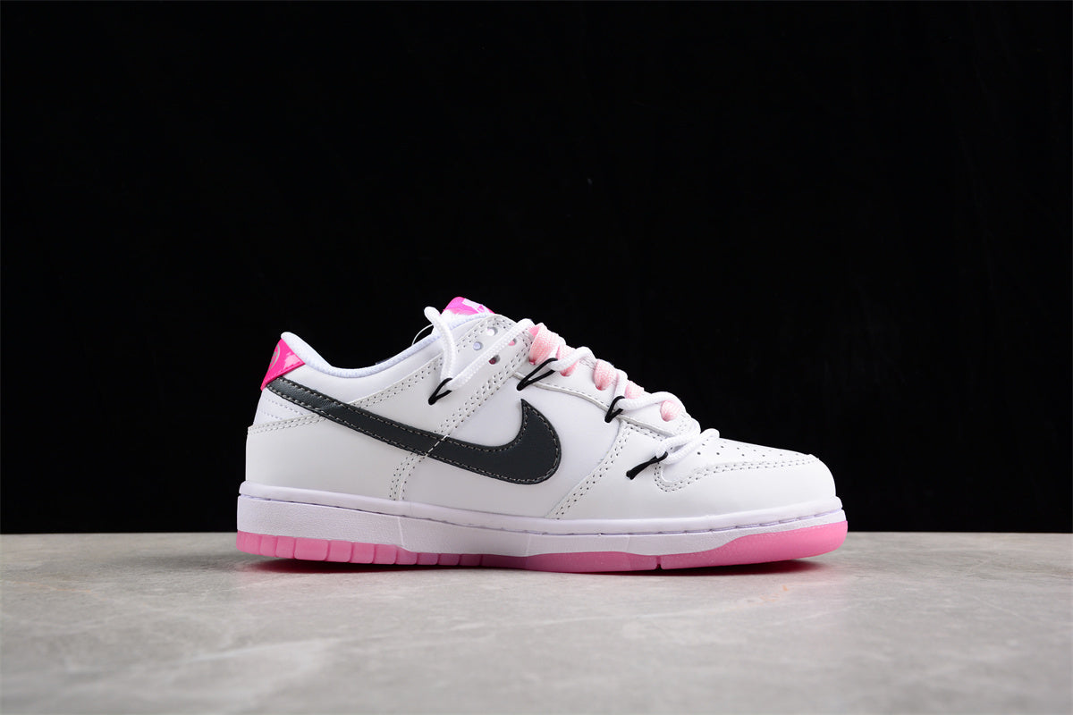 Dunk Low branco, rosa e preto