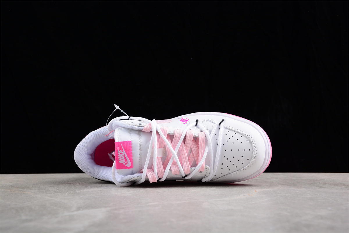 Dunk Low branco, rosa e preto