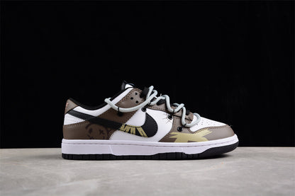 Dunk Low marrom, branco e preto