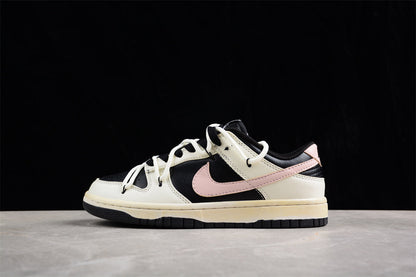 Dunk Low preto, creme e rosa pastel