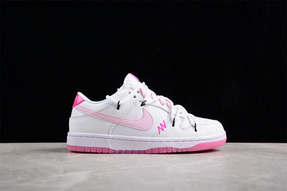 Dunk Low branco, rosa e preto