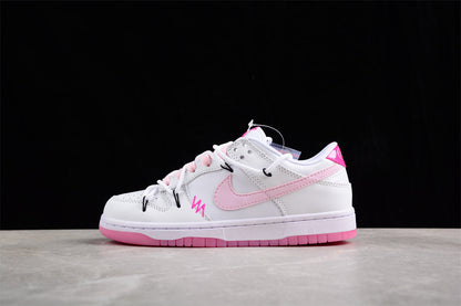 Dunk Low branco, rosa e preto