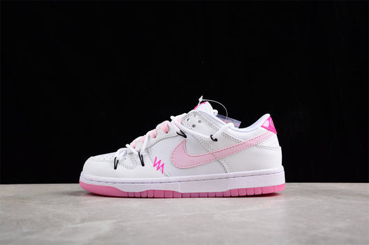 Dunk Low branco, rosa e preto