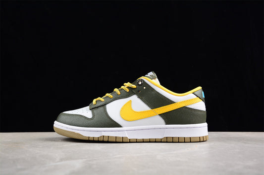 Dunk Low branco, verde e amarelo