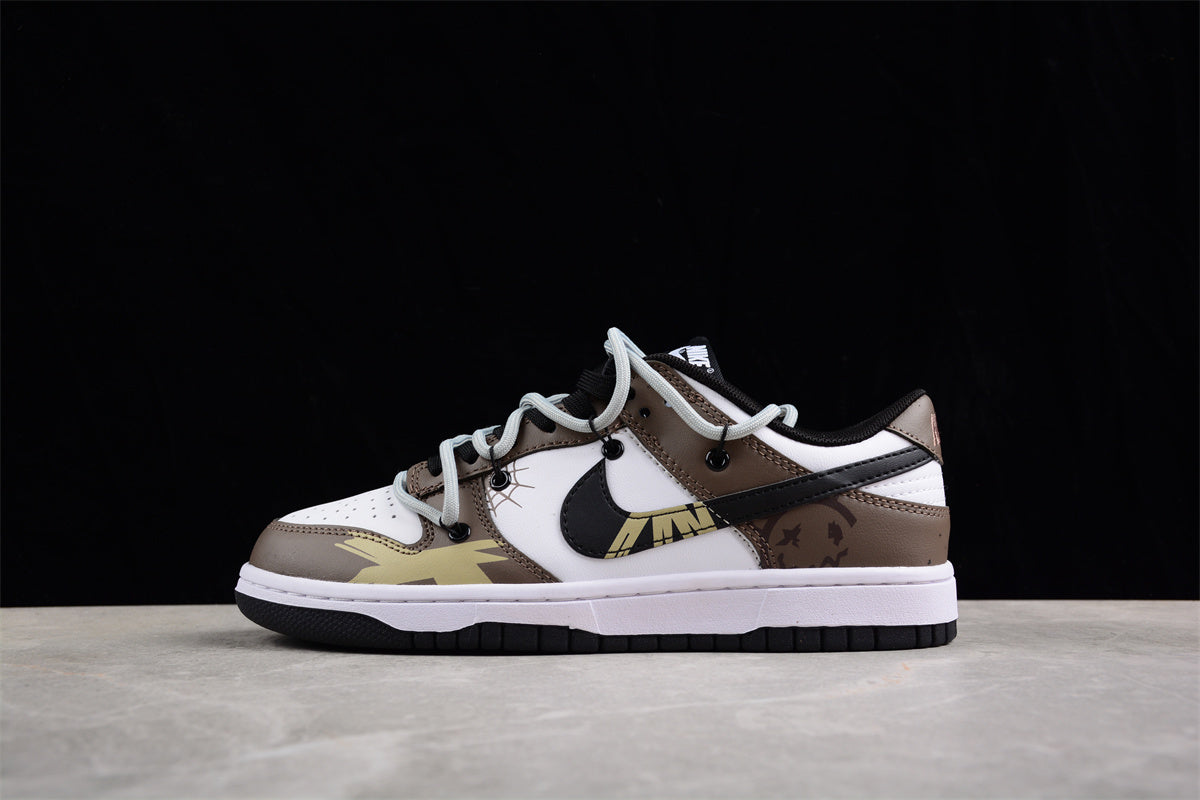 Dunk Low marrom, branco e preto