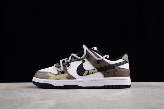 Dunk Low marrom, branco e preto